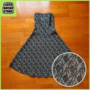 Charlotte Russe Lace Floral Strapless Midi Dress | S | Gray & Black | Goth